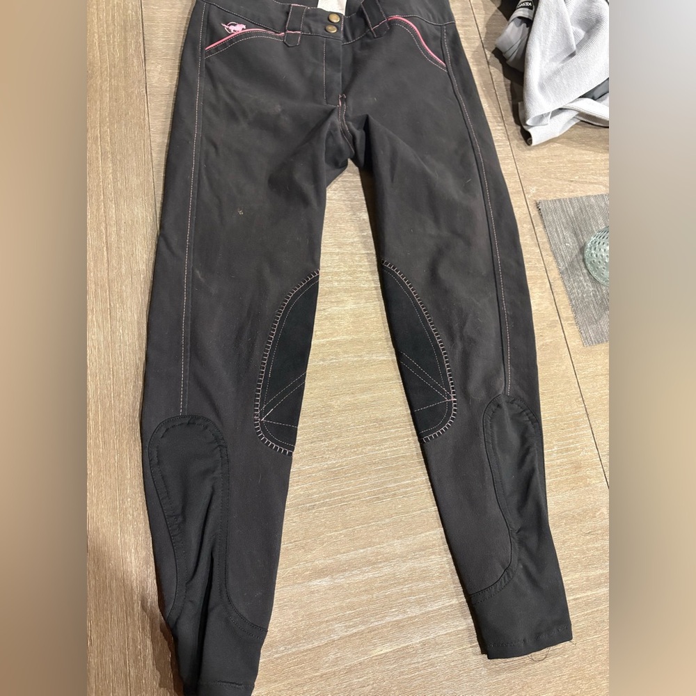 Black Equestrian Breeches with Contrast Stitching